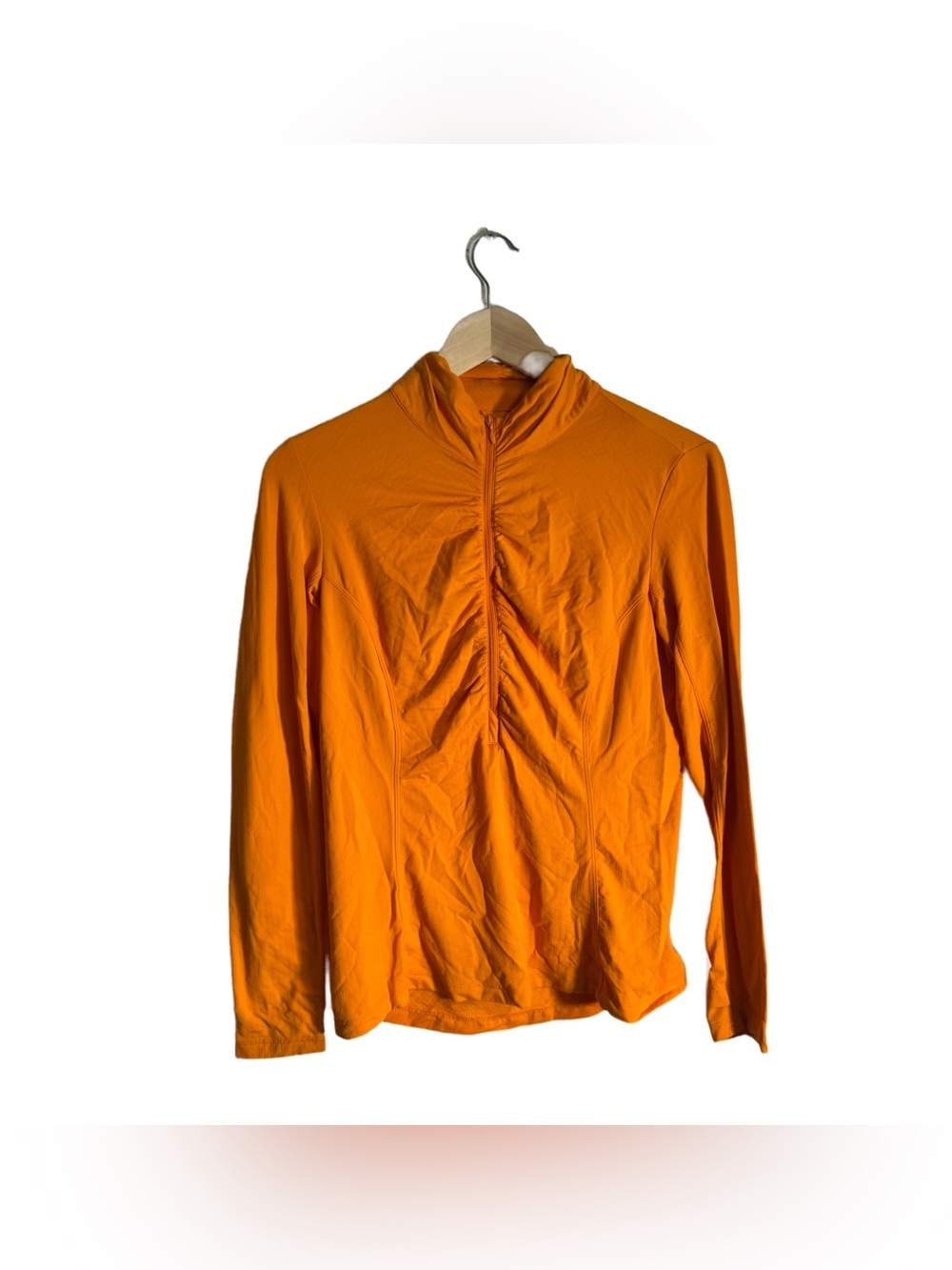Ibkul Ruched Long Sleeve Polo Shirt Women's Small Orange Athletic UPF 50 Golf